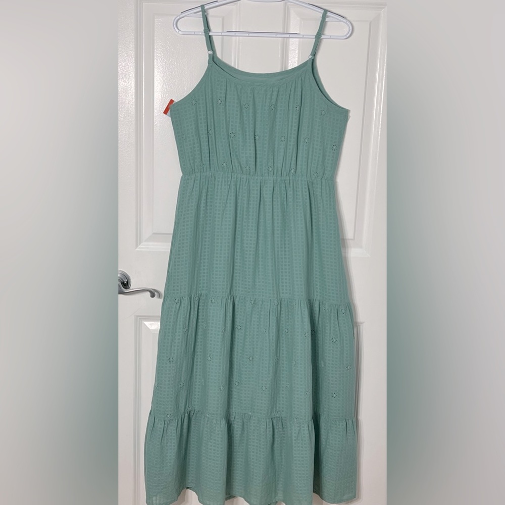 CAT & JACK/SUMMERTIME /Size XXL Girl / S-M Women- TEAL EYELET TIERES DRESS - Picture 3 of 14